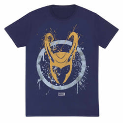 Marvel T shirt à manches courtes Splatter Logo Bleu Unisexe
