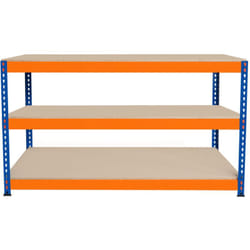 Monster Racking - tabli Ajustable à 3 Niveaux S-Rax, Plan de Travail en Bois Aggloméré Robuste, Capacité 300kg, Bricolage Atelier Garage, Assemblage