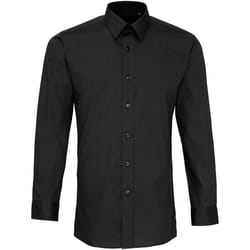 Premier - Chemise de travail en popeline à manches longues et coupe ajustée - Homme (Noir)