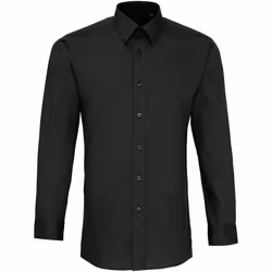 Premier - Chemise de travail en popeline à manches longues et coupe ajustée - Homme (Noir)