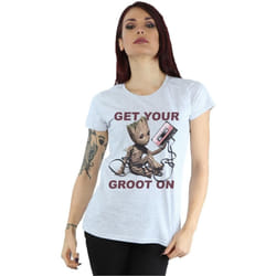 Marvel - T-shirt GUARDIANS OF THE GALAXY GET YOUR GROOT ON - Femme (Gris chiné)