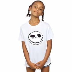 Disney - T-shirt NIGHTMARE BEFORE CHRISTMAS JACK'S BIG FACE - Fille (Blanc)
