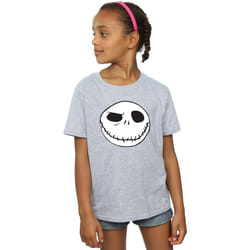Disney - T-shirt NIGHTMARE BEFORE CHRISTMAS JACK'S BIG FACE - Fille (Gris chiné)