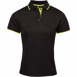 Premier Coolchecker - Polo sport - Femme (Noir/Vert citron)
