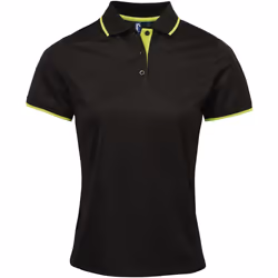 Premier Coolchecker - Polo sport - Femme (Noir/Vert citron)