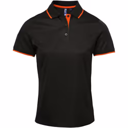 Premier Coolchecker - Polo sport - Femme (Noir/Orange)