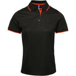 Premier Coolchecker - Polo sport - Femme (Noir/Orange)