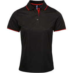 Premier Coolchecker - Polo sport - Femme (Noir/Rouge)
