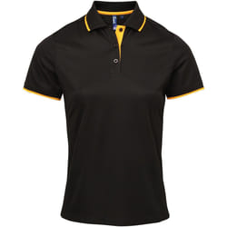 Premier Coolchecker - Polo sport - Femme (Noir/Jaune)