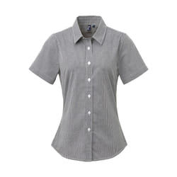 Premier Microcheck - Chemise en coton à manches courtes - Femme (Noir/Blanc)