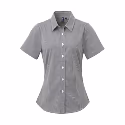 Premier Microcheck - Chemise en coton à manches courtes - Femme (Noir/Blanc)
