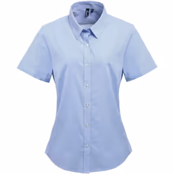 Premier Microcheck - Chemise en coton à manches courtes - Femme (Bleu clair/Blanc)