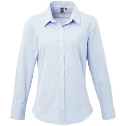Premier Microcheck - Chemise à manches longues - Femme (Bleu clair/Blanc)