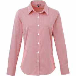 Premier Microcheck - Chemise à manches longues - Femme (Rouge/Blanc)