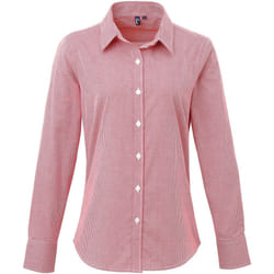 Premier Microcheck - Chemise à manches longues - Femme (Rouge/Blanc)