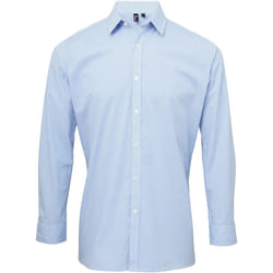 Premier Microcheck - Chemise à manches longues - Homme (Bleu clair/Blanc)
