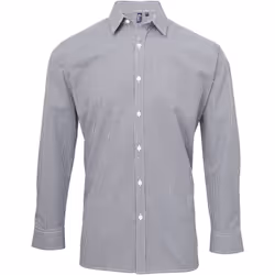 Premier Microcheck - Chemise à manches longues - Homme (Bleu marine/Blanc)