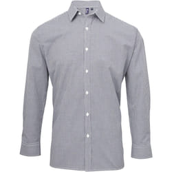 Premier Microcheck - Chemise à manches longues - Homme (Bleu marine/Blanc)