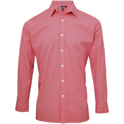 Premier Microcheck - Chemise à manches longues - Homme (Rouge/Blanc)