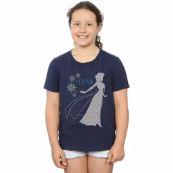 Disney - T-shirt FROZEN - Fille (Bleu marine)