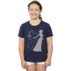 Disney - T-shirt FROZEN - Fille (Bleu marine)