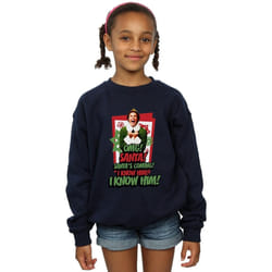 Elf - Sweat OMG SANTA - Fille (Bleu marine)