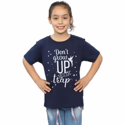 Disney - T-shirt DON'T GROW UP - Fille (Bleu marine)