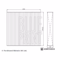 Filtre d'habitacle (filtre à pollen) BLUE PRINT ADBP250033