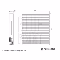 Filtre d'habitacle (filtre à pollen) BLUE PRINT ADBP250064