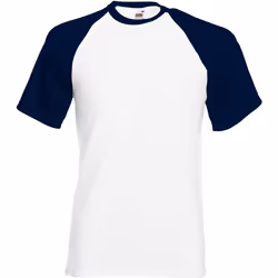 T-shirt de baseball à manches courtes Fruit Of The Loom pour homme (Blanc/Bleu marine profond)