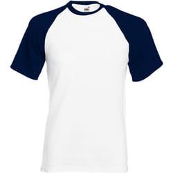 T-shirt de baseball à manches courtes Fruit Of The Loom pour homme (Blanc/Bleu marine profond)