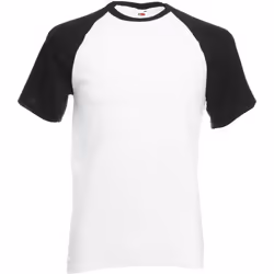 T-shirt de baseball à manches courtes Fruit Of The Loom pour homme (Blanc/Noir)