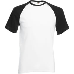T-shirt de baseball à manches courtes Fruit Of The Loom pour homme (Blanc/Noir)