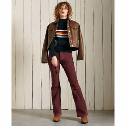 Pantalon Jean slim évasé en velours côtelé à taille mi-haute femme Superdry