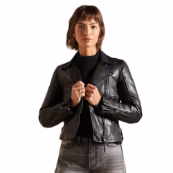 Blouson de motard en cuir classique femme Superdry