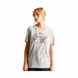 T shirt Superdry Real vintage logo Femme Gris