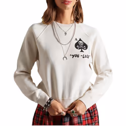 Pull ras-du-cou brodé en coton bio femme Superdry