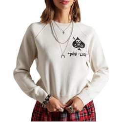 Pull ras-du-cou brodé en coton bio femme Superdry
