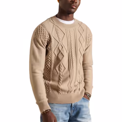 Pull ras-du-cou en maille torsadée Patchwork Superdry