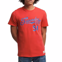 T-Shirt Vintage Script Style Coll Coton Rouge