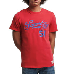 T-Shirt Vintage Script Style Coll Coton Rouge