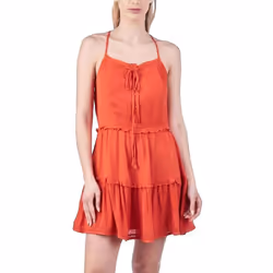Robe Vintage Broderie Cami Viscose Rouge