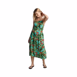 Robe Vintage Cami Maxi Viscose Vert