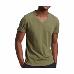 T-Shirt Vintage Emb Vee Coton Vert