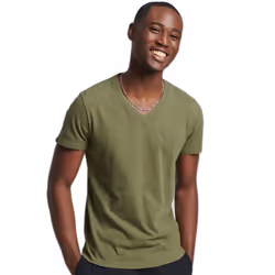 T-Shirt Vintage Emb Vee Coton Vert