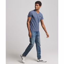 T-Shirt Vintage Emb Vee Coton Bleu
