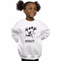 Disney - Sweat #CRAZY - Fille (Blanc)