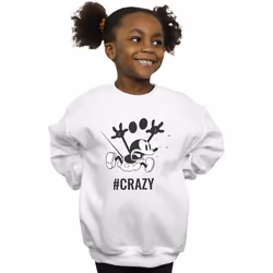 Disney - Sweat #CRAZY - Fille (Blanc)