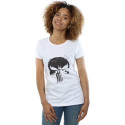 Marvel - T-shirt THE PUNISHER TV SKULL LOGO - Femme (Blanc)