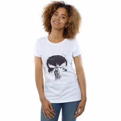 Marvel - T-shirt THE PUNISHER TV SKULL LOGO - Femme (Blanc)